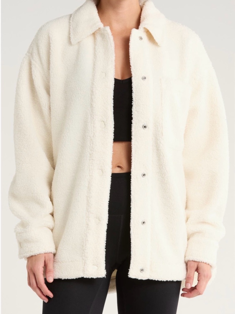 Zella Cream Sherpa Snap-Front Jacket